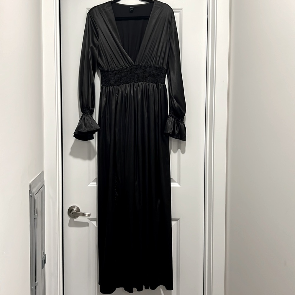 Shein Black Satin Maxi Dress